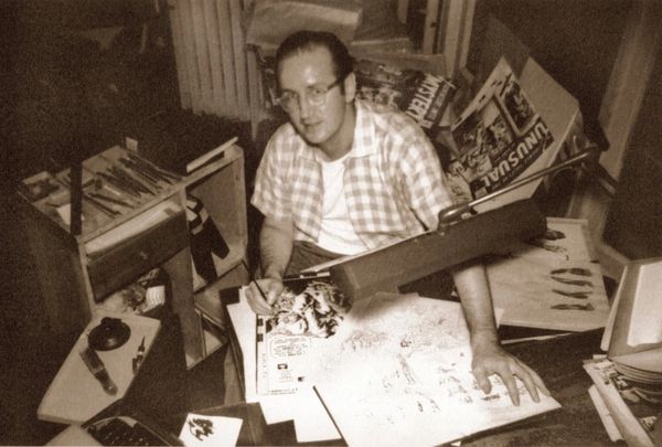 Image of Steve Ditko at his work desk